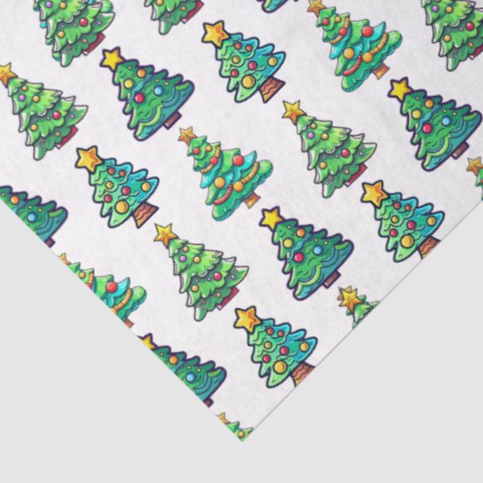 Waterverf Kerstboompatroon, Kerstmis Tissuepapier (Detail)