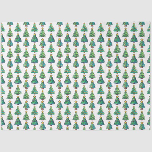 Waterverf Kerstboompatroon, Kerstmis Tissuepapier (Voorkant)