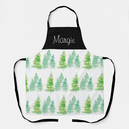 Waterverf kerstboompijn Schort Doodle Art (Voorkant)
