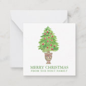 Waterverf kerstboompresentatie notitiekaartje (Voorkant)