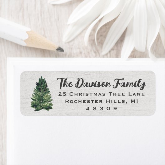 Waterverf kerstboomruitadres etiket (Insitu)