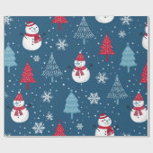 Waterverf kerstboomschildering Snowmanbomen Art Cadeaupapier (Vlak)