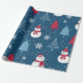 Waterverf kerstboomschildering Snowmanbomen Art Cadeaupapier (Uitgerold)