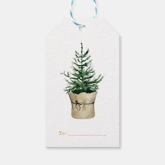 Waterverf kerstboomstijl cadeaulabel (Achterkant)