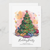 Waterverf kerstboomvakantie feestdagenkaart (Voorkant / Achterkant)