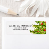 Waterverf kerstboomvakantieadres retouradres etiket (Insitu)