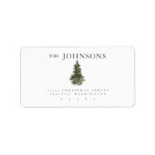 Waterverf kerstboomvakantieadres retouradres etiket (Voorkant)