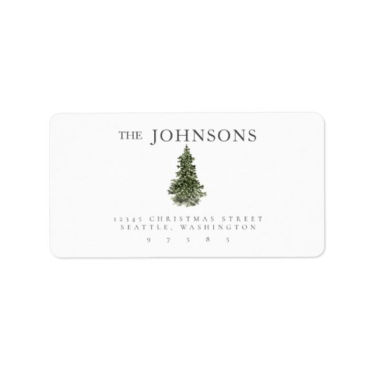 Waterverf kerstboomvakantieadres retouradres etiket (Voorkant)
