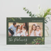 Waterverf kerstboomvlag Handtekening Feestdagenkaart (Staand voorkant)