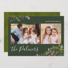 Waterverf kerstboomvlag Handtekening Feestdagenkaart