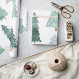 Waterverf kerstboomwerkpapier cadeaupapier