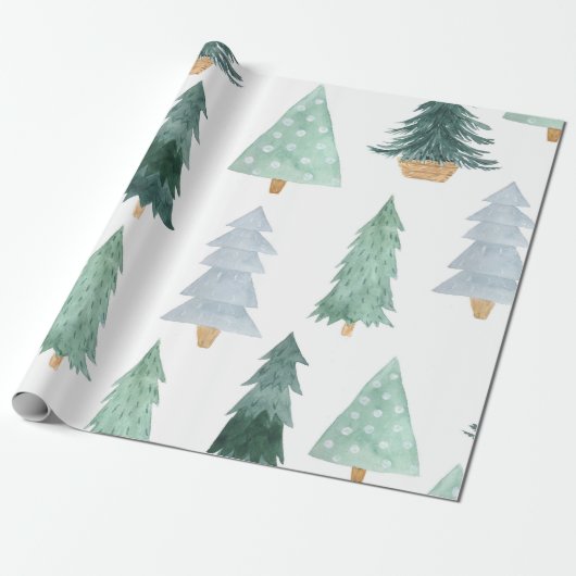 Waterverf kerstboomwerkpapier cadeaupapier (Uitgerold)