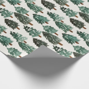 Waterverf kerstboomwerkpapier in groen cadeaupapier