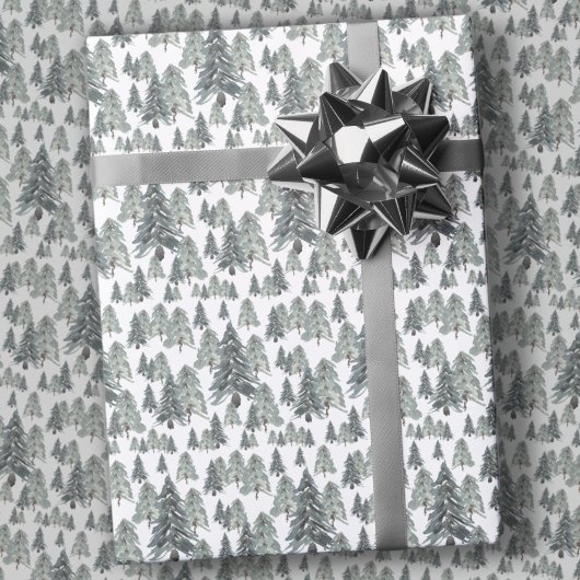 Waterverf kerstboomwinter cadeaupapier