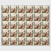 Waterverf Kerstbos Santa met Cadeaus Cadeaupapier (Vlak)