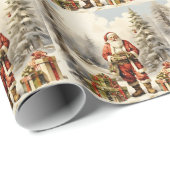 Waterverf Kerstbos Santa met Cadeaus Cadeaupapier (Rol Hoek)