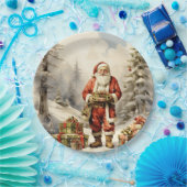 Waterverf Kerstbos Santa met Cadeaus Papieren Bordje (Feest)