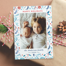 Waterverf kerstbotanische bessen Foto Lijst