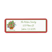Waterverf kerstbotanische bouquet Holiday Etiket (Voorkant)
