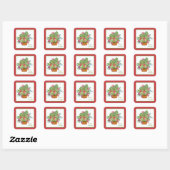 Waterverf kerstbotanische bouquet vierkante sticker (Vel)