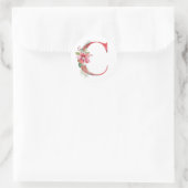 Waterverf kerstbrief C Ronde Sticker (Tas)