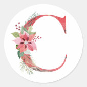 Waterverf kerstbrief C Ronde Sticker (Voorkant)