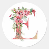 Waterverf kerstbrief E Ronde Sticker (Voorkant)