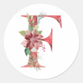 Waterverf kerstbrief F Ronde Sticker (Voorkant)