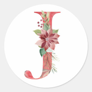 Waterverf kerstbrief J Ronde Sticker