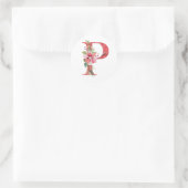 Waterverf kerstbrief P Ronde Sticker (Tas)