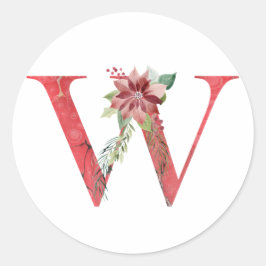 Waterverf kerstbrief W Ronde Sticker