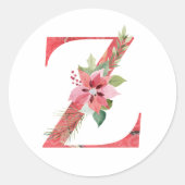 Waterverf kerstbrief Z Ronde Sticker (Voorkant)