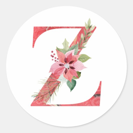 Waterverf kerstbrief Z Ronde Sticker (Voorkant)