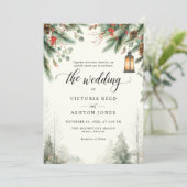 Waterverf Kerstbruiloft Kaart (Staand voorkant)