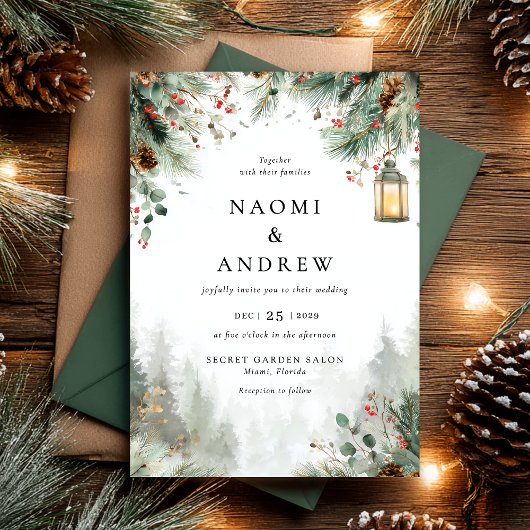 Waterverf Kerstbruiloft Kaart