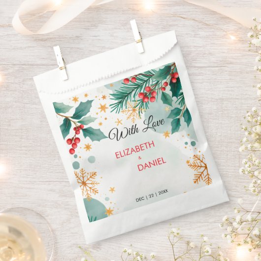Waterverf kerstbruiloft met Holly Bedankzakje (Geknipt)