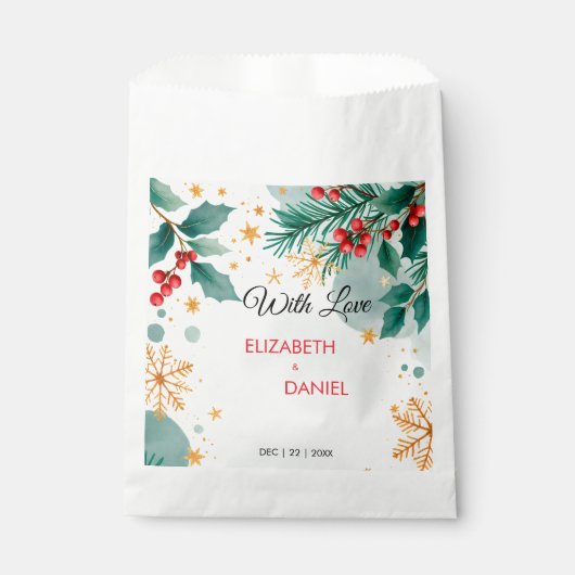 Waterverf kerstbruiloft met Holly Bedankzakje (Voorkant)