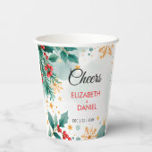 Waterverf kerstbruiloft met Holly Papieren Bekers (Achterkant)