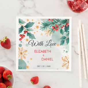 Waterverf kerstbruiloft met Holly Servet