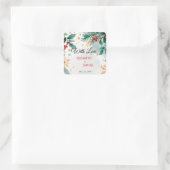 Waterverf kerstbruiloft met Holly Vierkante Sticker (Tas)