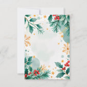 Waterverf Kerstbruiloft RSVP Kaart – Holly (Achterkant)