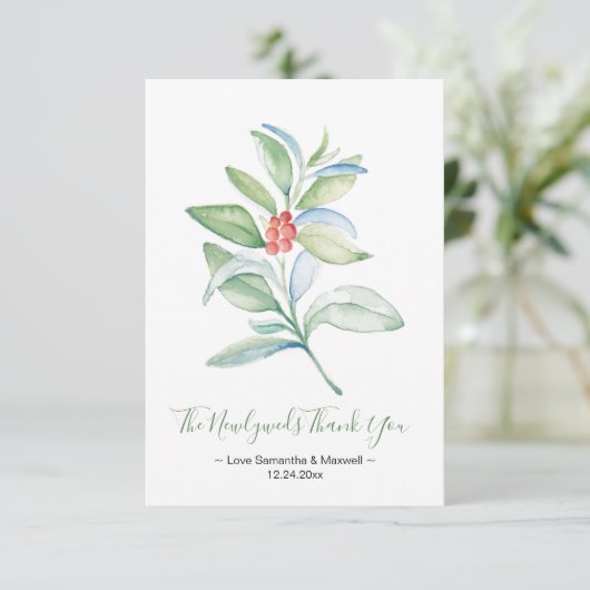 Waterverf kerstbruiloft RSVP kaartje (Staand voorkant)