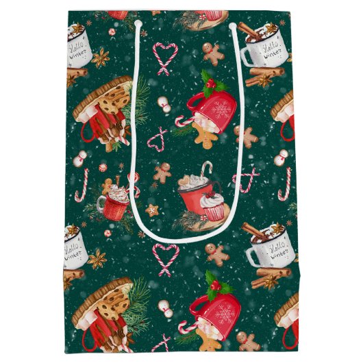 Waterverf kerstcacao met Marshmallows Mokken Medium Cadeauzakje (Achterkant)