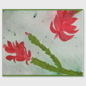 Waterverf kerstcactus cadeaupapier (Vlak)