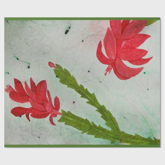 Waterverf kerstcactus cadeaupapier (Vlak)