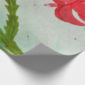 Waterverf kerstcactus cadeaupapier (Hoek)