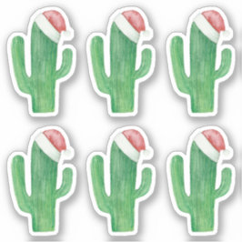 Waterverf kerstcactus. Groene Sinterklaas Sticker