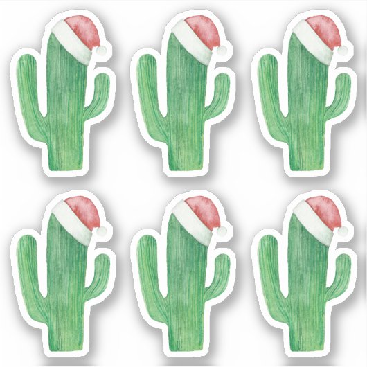 Waterverf kerstcactus. Groene Sinterklaas Sticker (Voorkant)