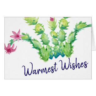 Waterverf kerstcactus Prettige feestdagen blank