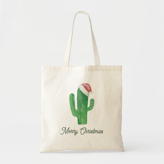 Waterverf kerstcactus Santa Claus Tote Bag (Voorkant)